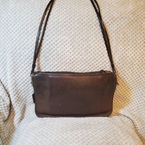 Vintage Coach NYC Convertible Clutch Wristlet Brown Double Strap USA